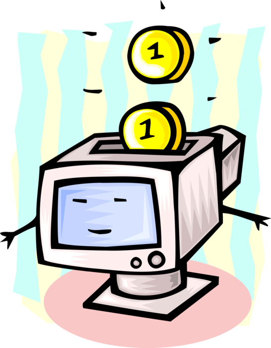 Vector Illustration of Pouring Money into Computer Technology