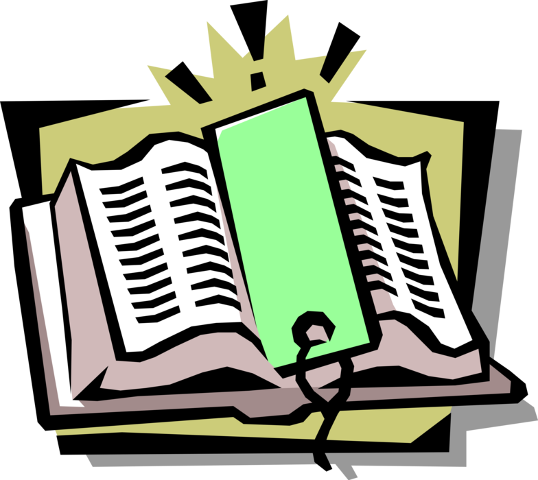 Vector Illustration of Book with Bookmark Marks Page