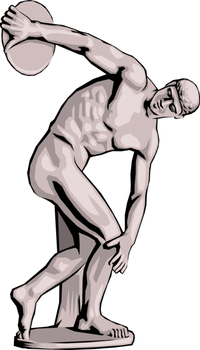 Vector Illustration of Greek Sculpture The Discobolus of Myron, Discus Thrower