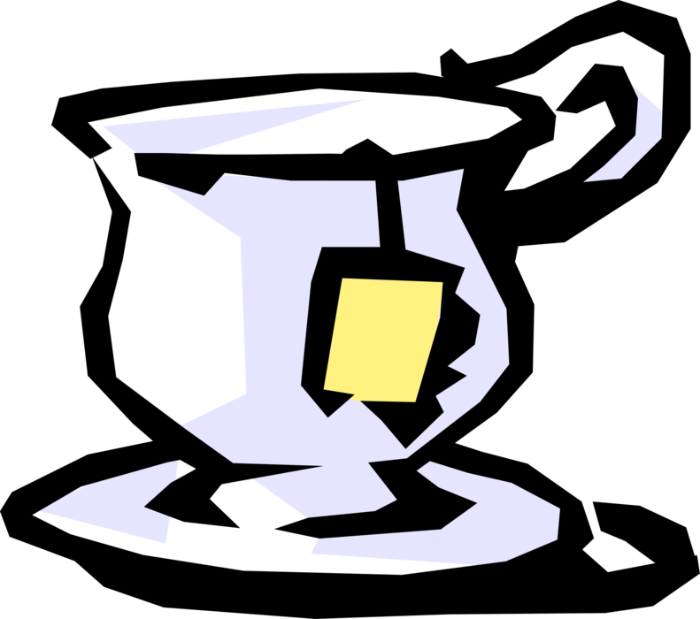 Vector Illustration of Teacup Cup with Tea Bag for Brewing or Steeping Tea