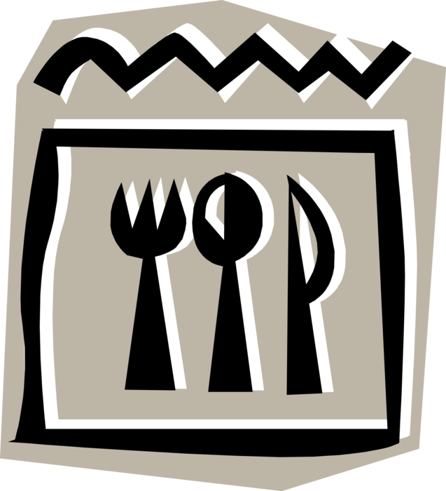 Vector Illustration of Kitchen Cutlery Knife Fork and Spoon as Egyptian Hieroglyphs