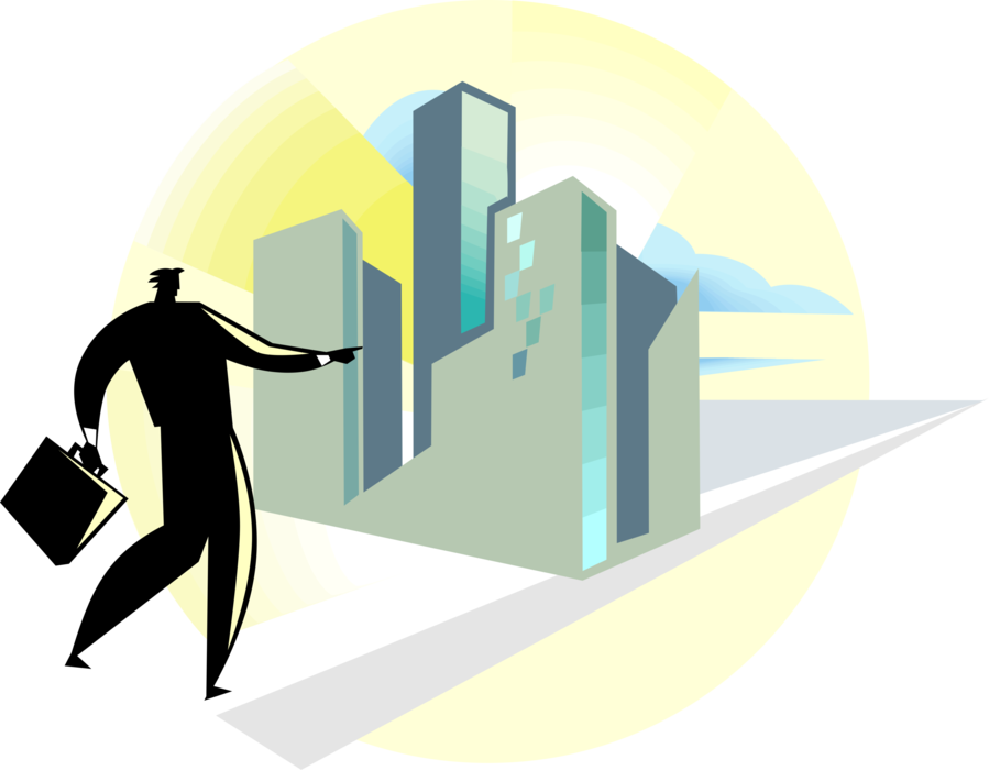 Vector Illustration of Businessman Faces Challenge in New Markets