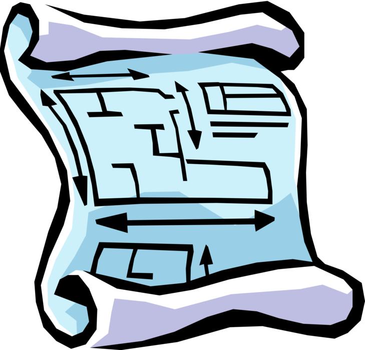 Vector Illustration of Schematic Engineering Diagram or Plans