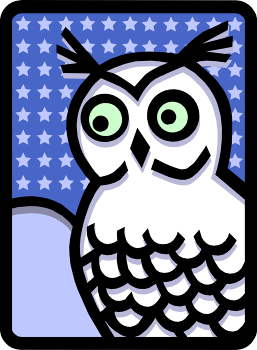 Vector Illustration of Wise Old Owl Bird Symbol of Wisdom and Knowledge Hoots