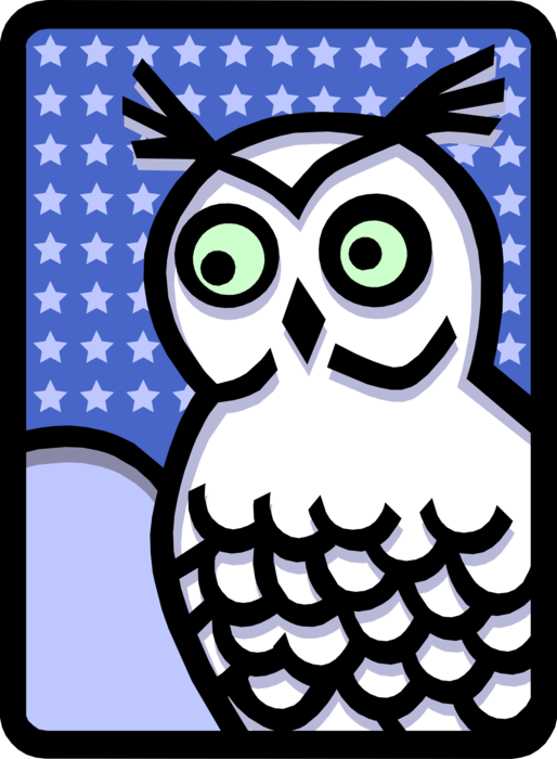 Vector Illustration of Wise Old Owl Bird Symbol of Wisdom and Knowledge Hoots