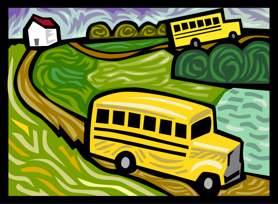 Vector Illustration of Schoolbus or School Bus used for Student Transport To and From School