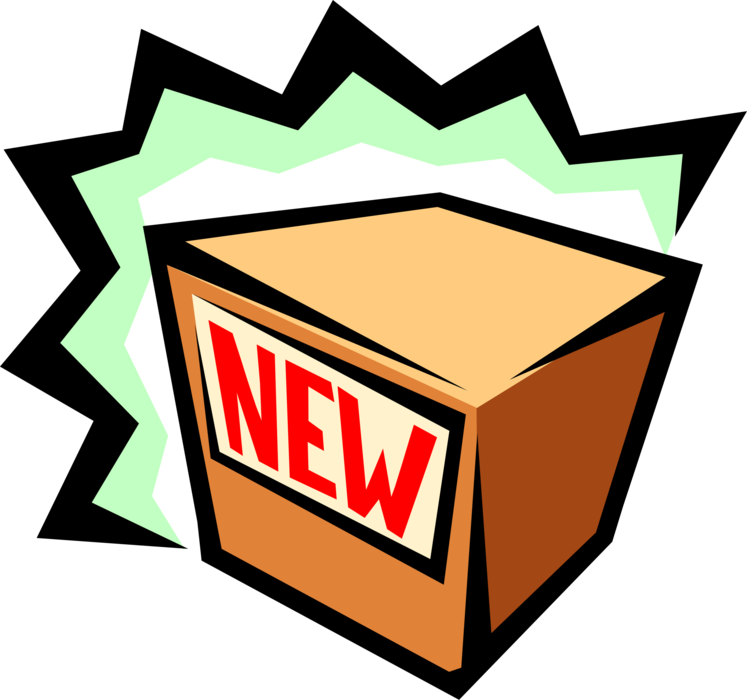 Vector Illustration of New Product in Cardboard Box