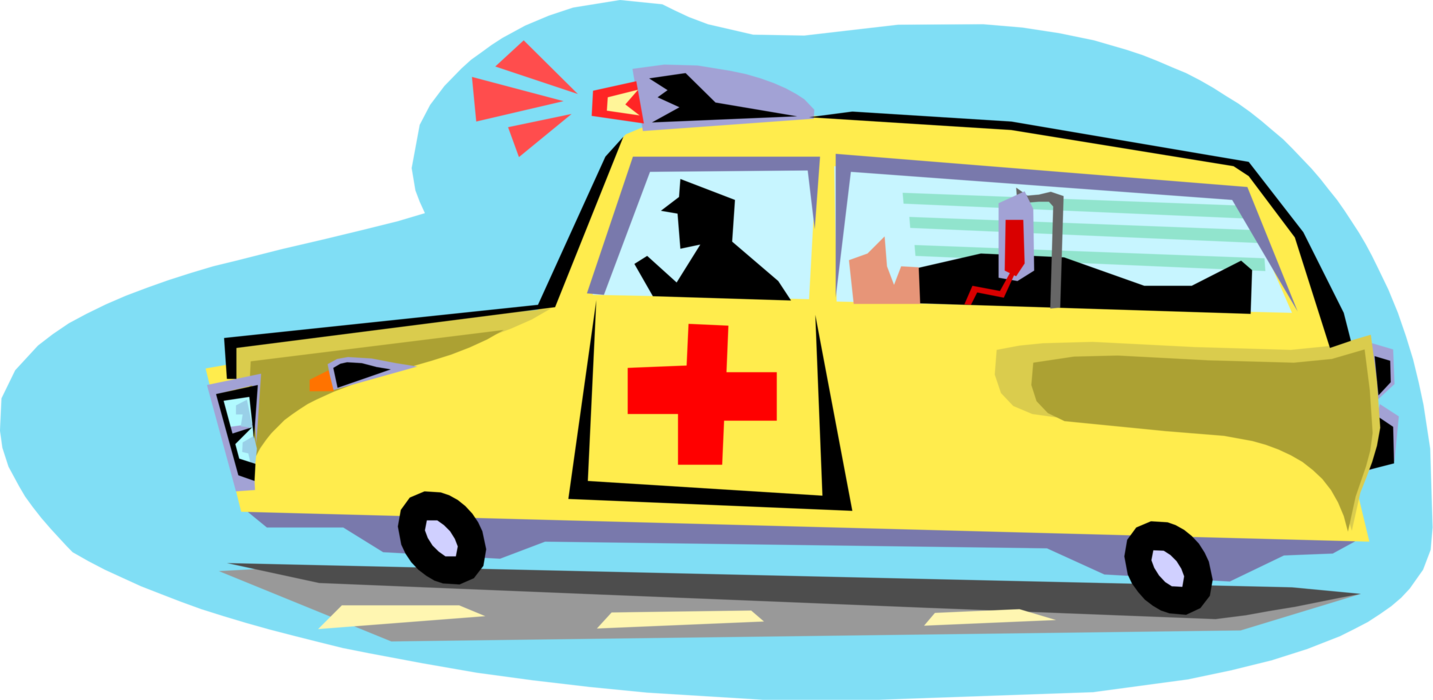 Vector Illustration of Emergency Medical Service Paramedic Ambulance Transports Sick and Injured People