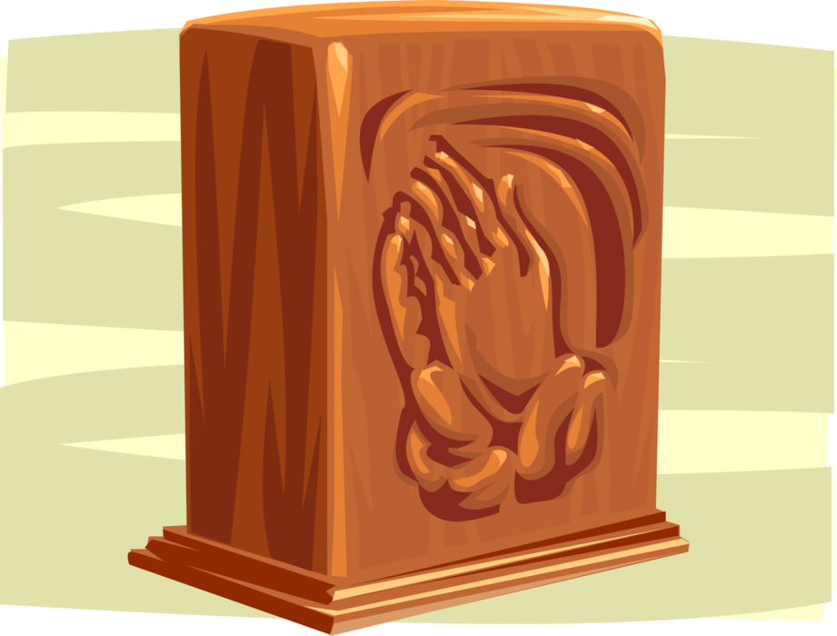 Vector Illustration of Funeral Urn Memorial Containing Cremation Ashes of Deceased