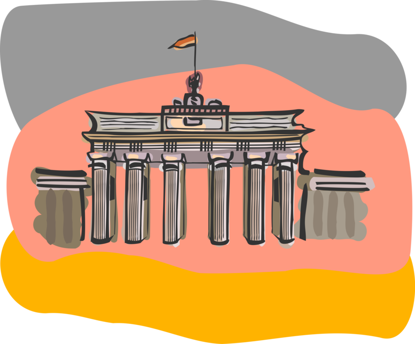 Vector Illustration of Brandenburg Gate, German Neoclassical Monument Landmark, Berlin, Germany 