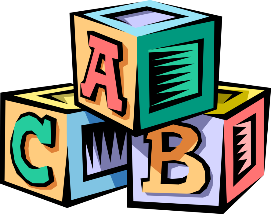 Vector Illustration of Newborn Infant Baby's ABC Toy Building Blocks