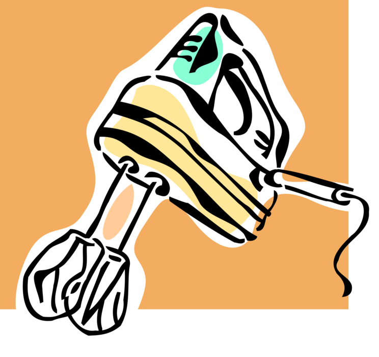 Vector Illustration of Small Kitchen Appliance Electric Hand Mixer or Blender