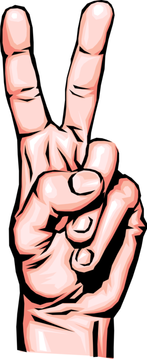 Vector Illustration of Nonverbal Communication Hand Gestures V for Victory Sign Using Two Fingers