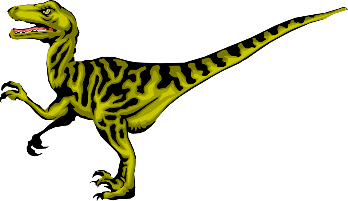 Vector Illustration of Prehistoric Raptor Dinosaur from Jurassic and Cretaceous Periods with Sharp Claws