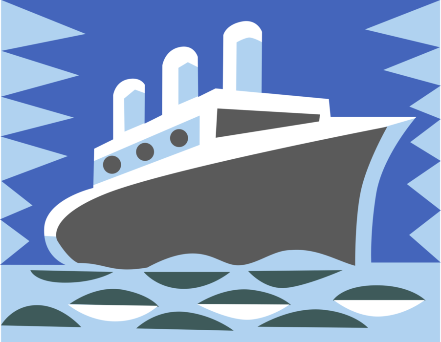 Vector Illustration of Cruise Ship or Cruise Liner Passenger Ship Design