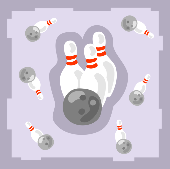Vector Illustration of Sports Equipment Bowling Balls and Pins
