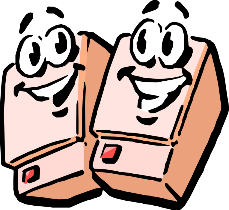 Vector Illustration of Anthropomorphic Computer Multimedia Speakers