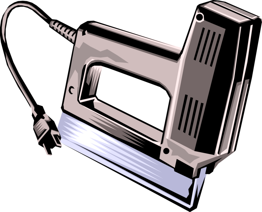 Vector Illustration of Pneumatic Construction Stapler