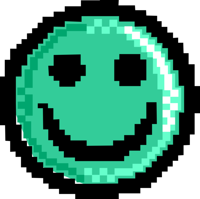 Vector Illustration of Pixelated Bitmap Happy Face Symbol