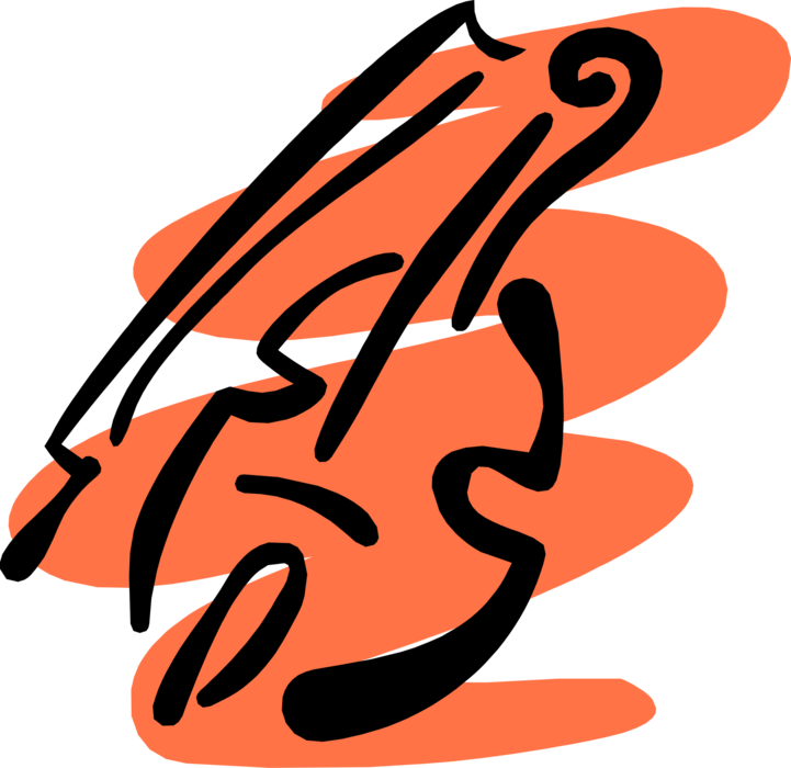 Vector Illustration of Fiddle Violin Stringed Musical Instrument