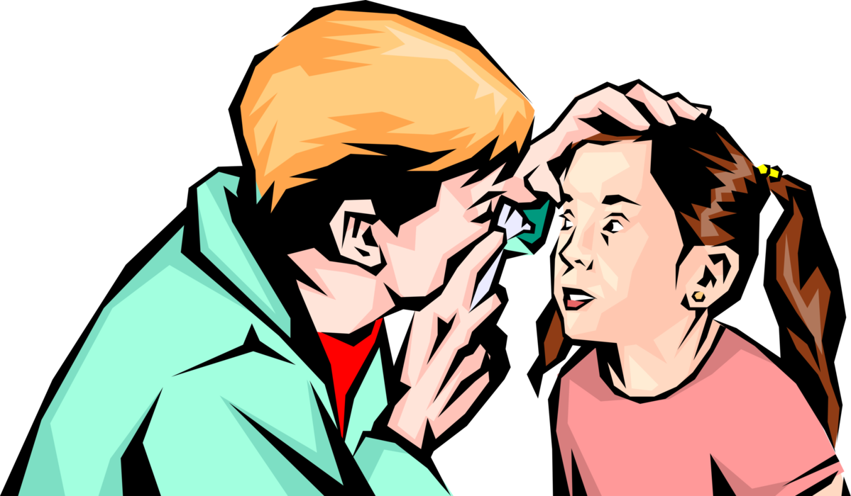 Vector Illustration of Physician Examining Child Uses Ophthalmoscope to Check Eyes