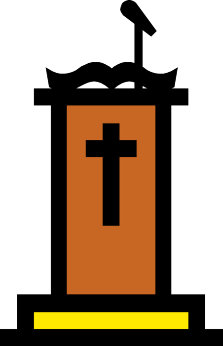 Vector Illustration of Christian Church Cathedral House of Worship Pulpit