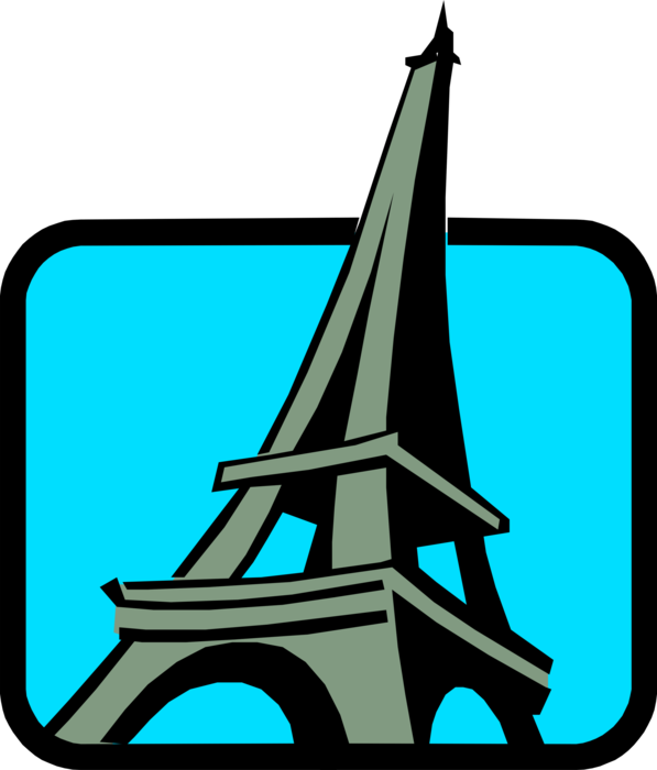 Vector Illustration of Eiffel Tower on Champ de Mars Cultural Icon and World Landmark of Paris, France