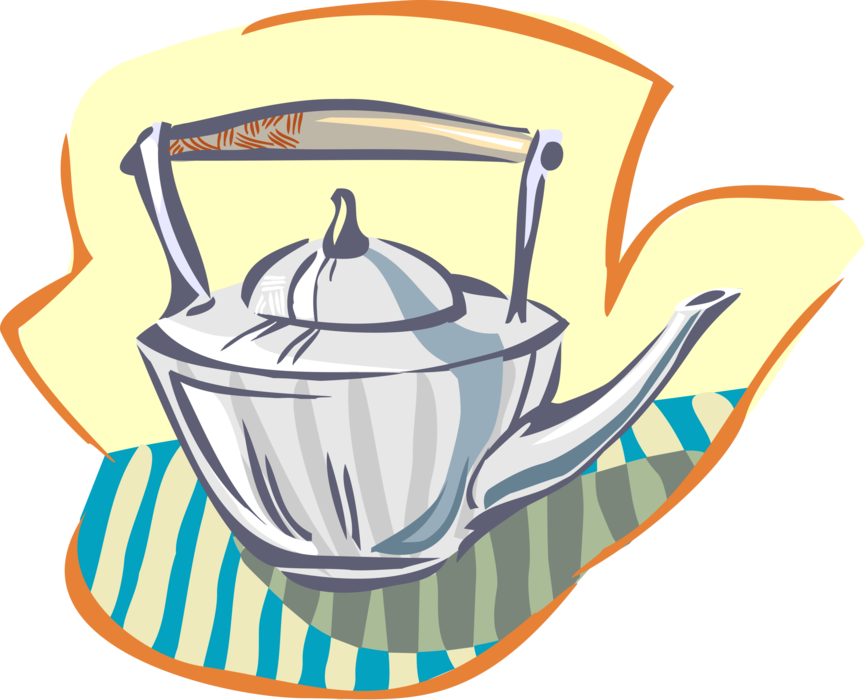 Vector Illustration of Teapot with Spout and Handle Serves Freshly Steeped Tea Leaves