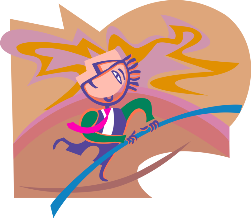 Vector Illustration of Businessman Tightrope Walking