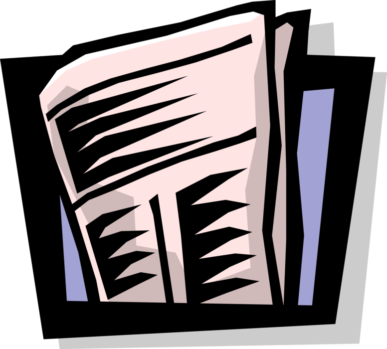 Vector Illustration of Newspaper Serial Publication Containing News, Articles, and Advertising