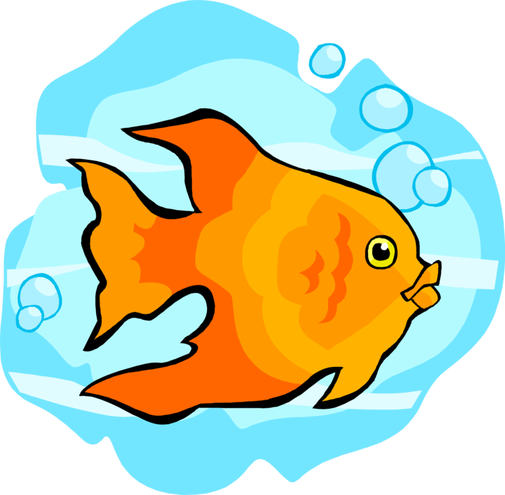 Vector Illustration of Marine Tropical Fish Goldfish
