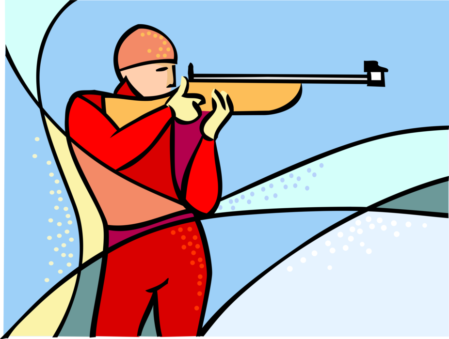 Vector Illustration of Olympic Sports Marksman Shooter with Rifle