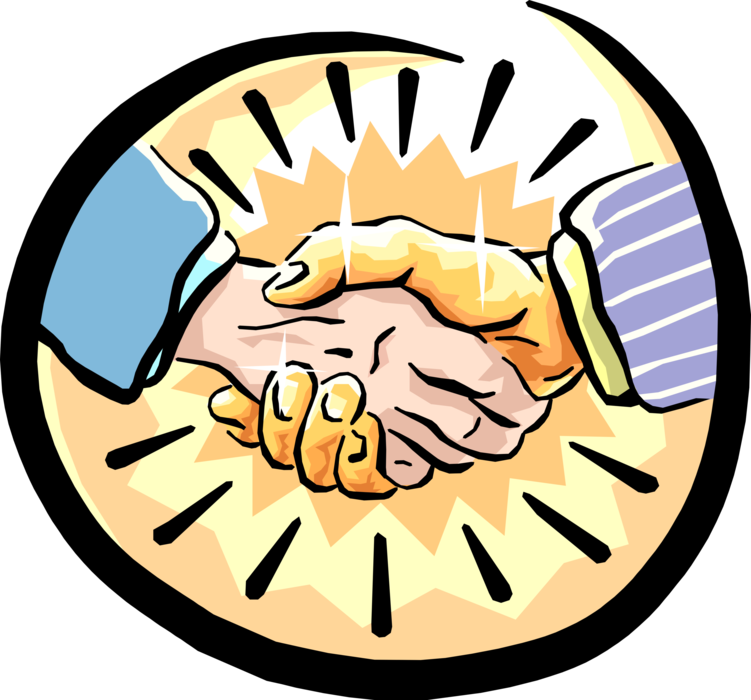 Vector Illustration of The Golden Handshake of Retirement after Long Career in Business