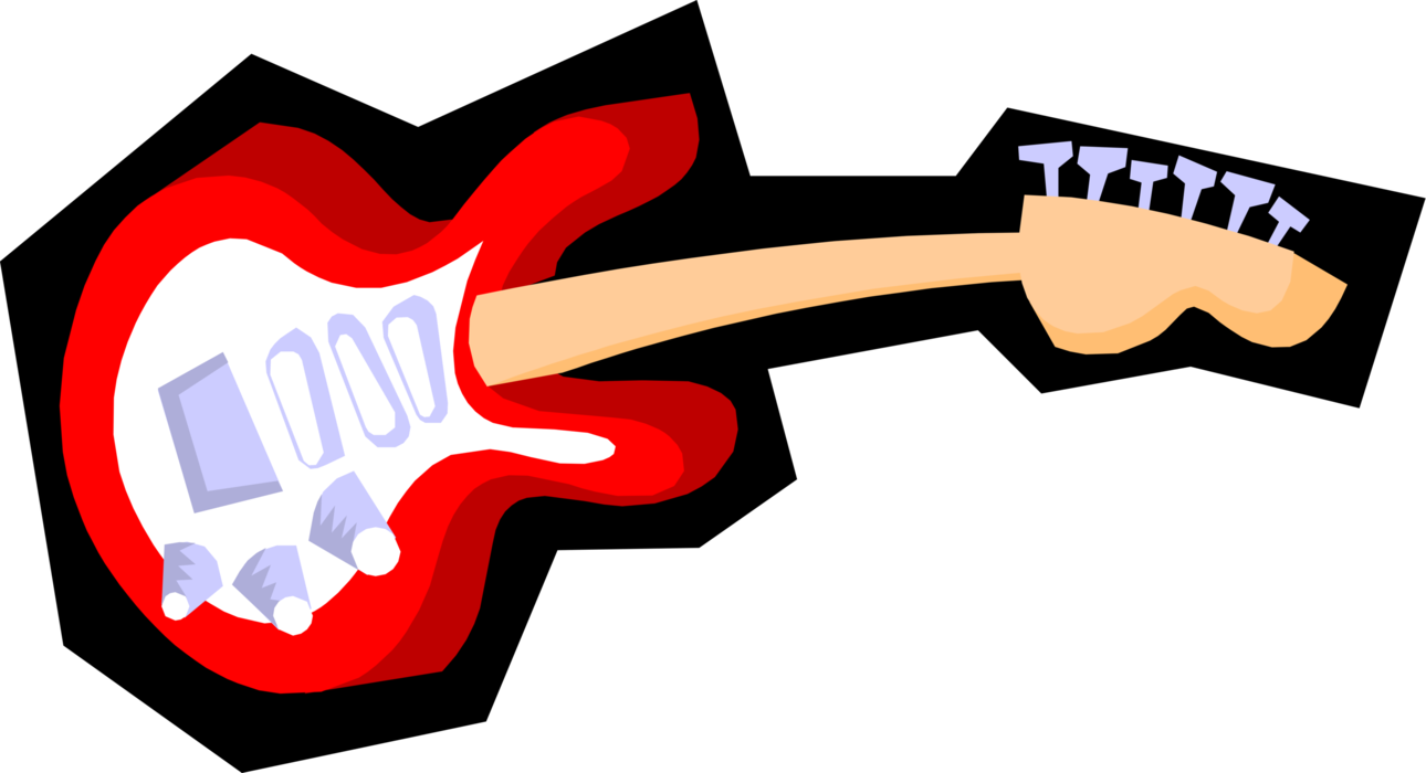 Vector Illustration of Electric Guitar Stringed Musical Instrument