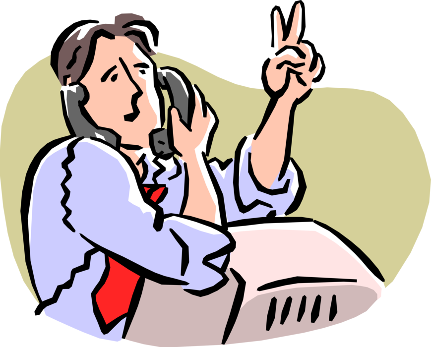 Vector Illustration of Wall Street Stock Market Trader on Telephone Places Buy Order