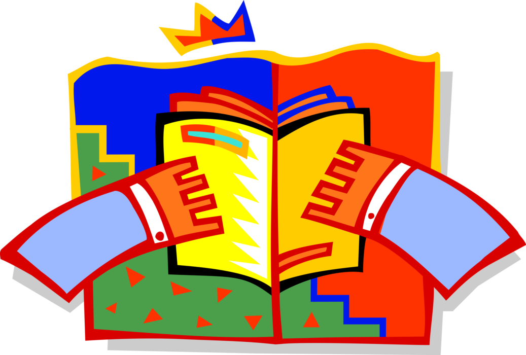 Vector Illustration of Hands Holding Book or Magazine