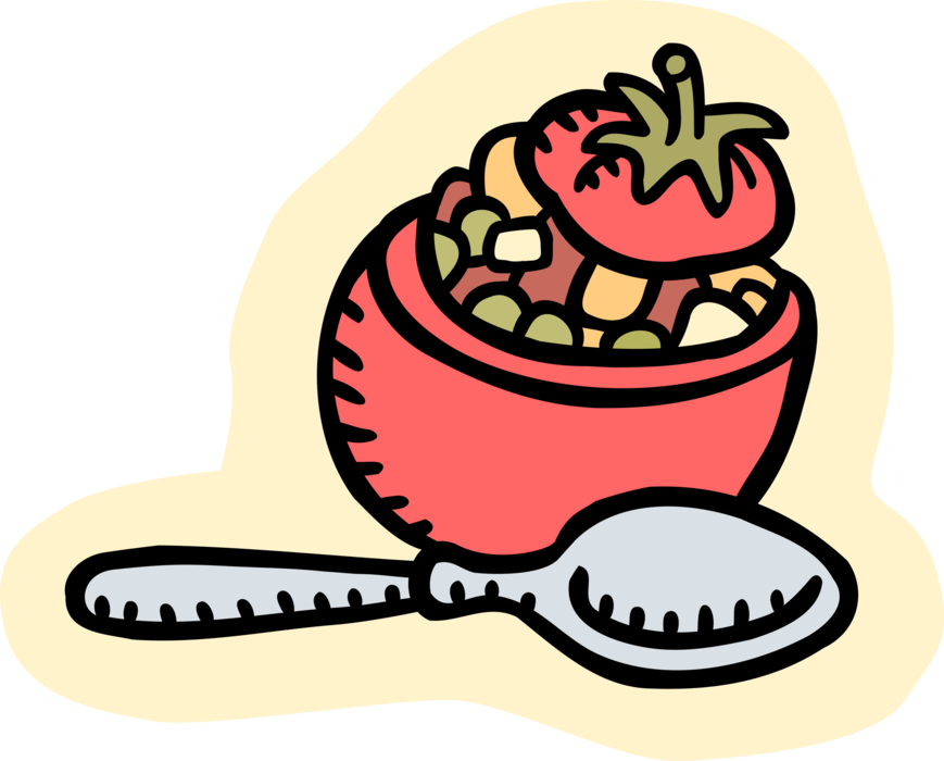 Vector Illustration of Stuffed Tomato Made with Ingredients of Meat, Rice, Onion and Parsley