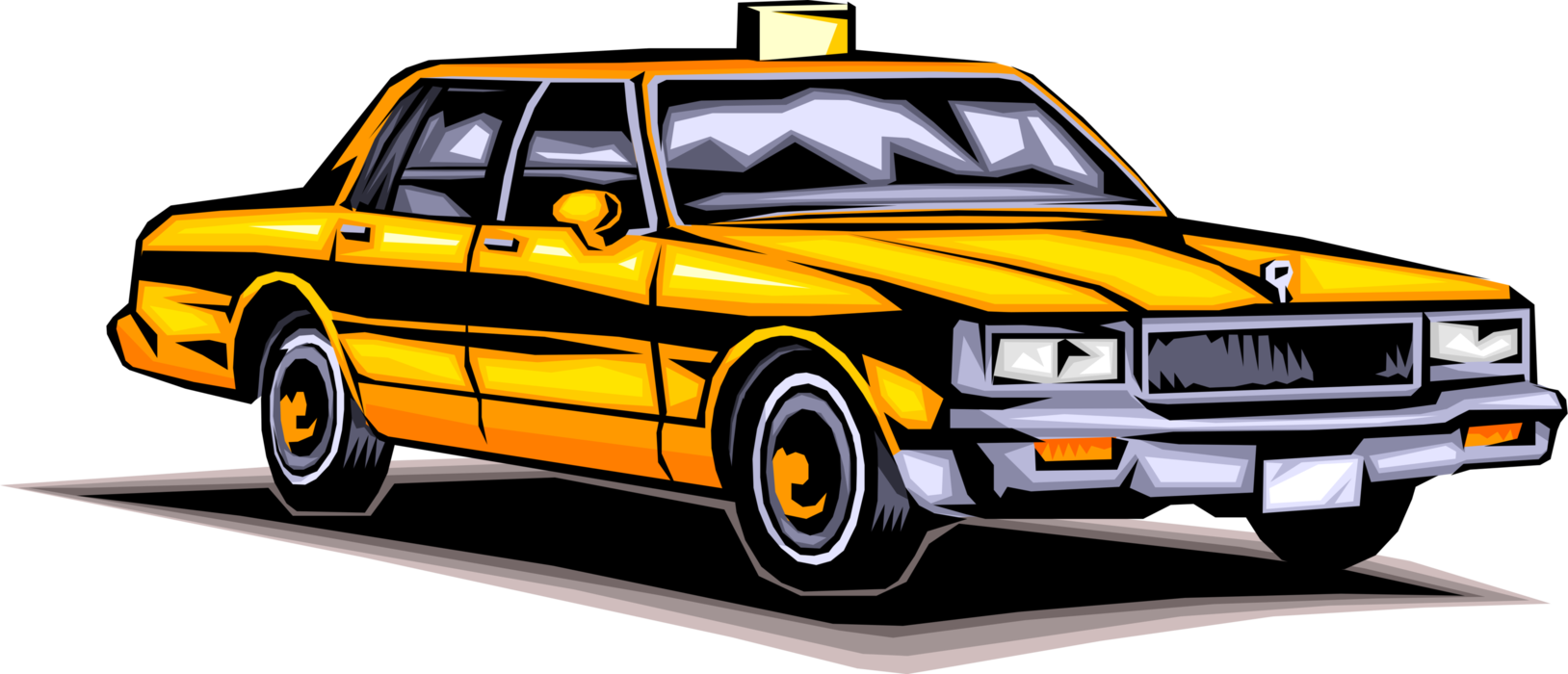 Vector Illustration of Taxicab Taxi or Cab Vehicle for Hire Automobile Motor Car