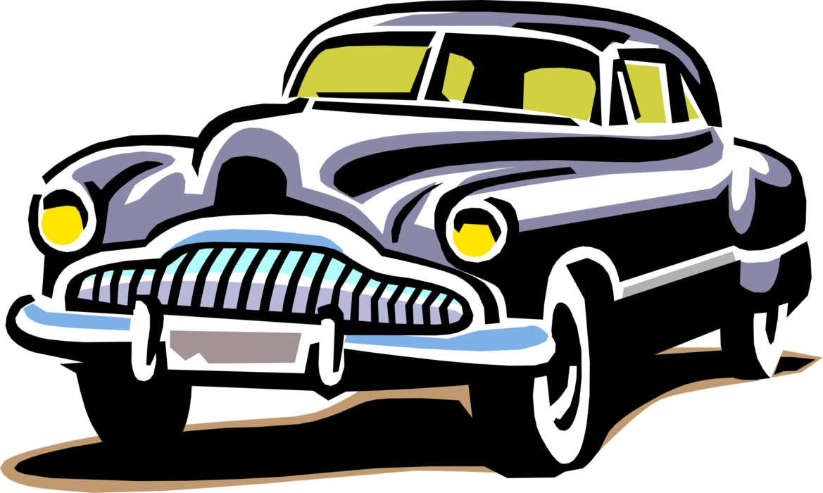 Vector Illustration of Classic Vintage Model Sedan Automobile Car Motor Vehicle 
