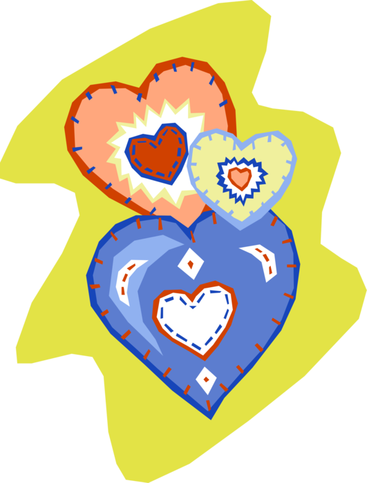 Vector Illustration of Romantic Love Hearts Overlapped