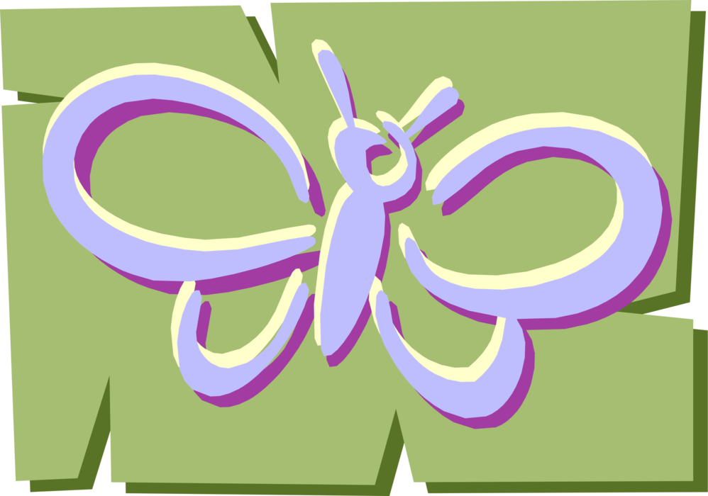 Vector Illustration of Butterfly Winged Insect Symbol on Green