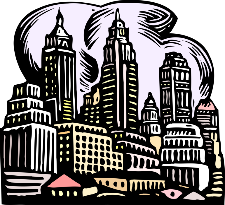 Vector Illustration of Urban Metropolitan City Skyscrapers 
