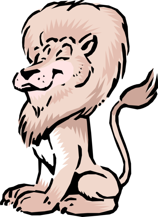Vector Illustration of Cartoon African Male Lion King of the Jungle