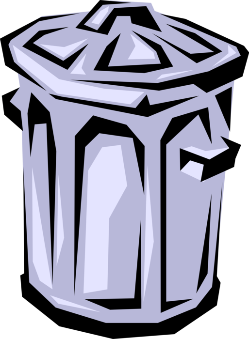 Vector Illustration of Waste Basket, Dustbin, Garbage Can, Trash Can for Rubbish