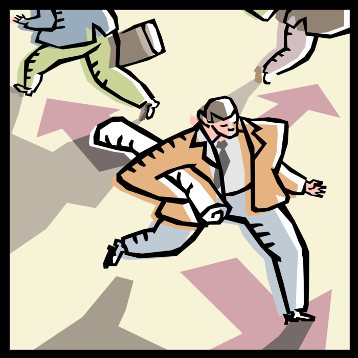 Vector Illustration of Businessmen Office Workers on the Move Going Places