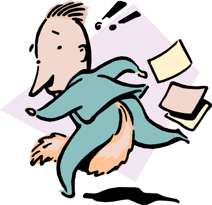 Vector Illustration of Tail Between His Legs Idiom Businessman Runs Away Scared