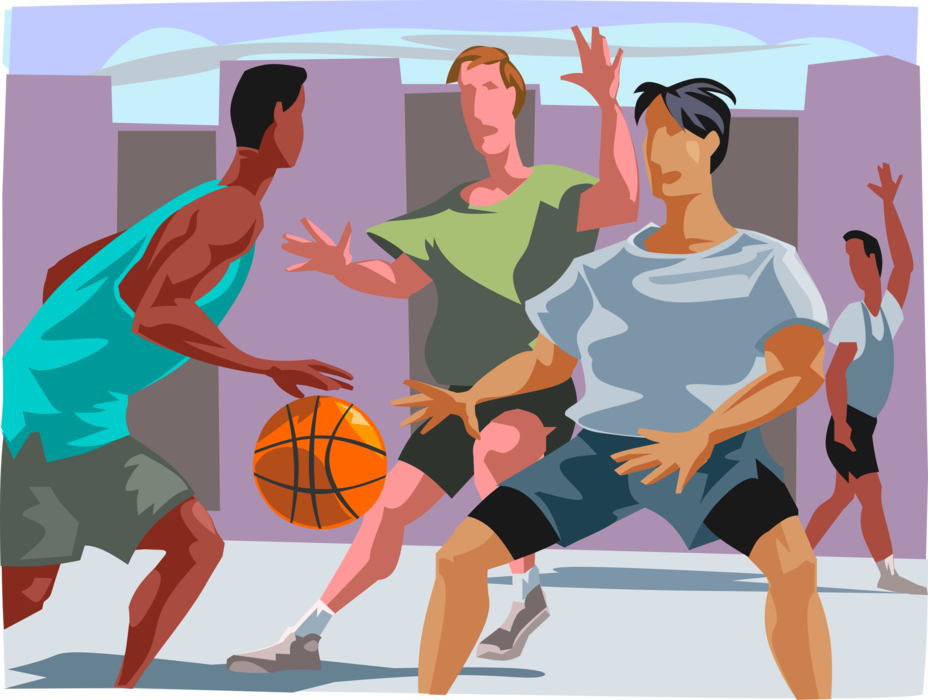 Vector Illustration of Sport of Basketball Game Players Having Game