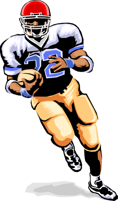 Vector Illustration of Football Player Running the Ball Towards End Zone