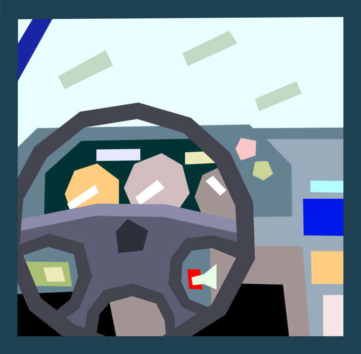 Vector Illustration of Car Automobile Motor Vehicle Steering Wheel