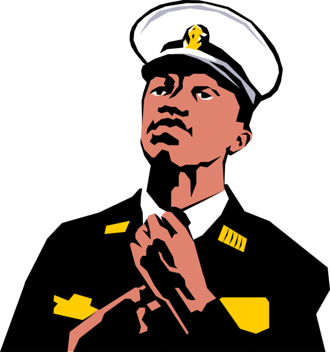 Vector Illustration of African American Military Commissioned Naval Seaman
